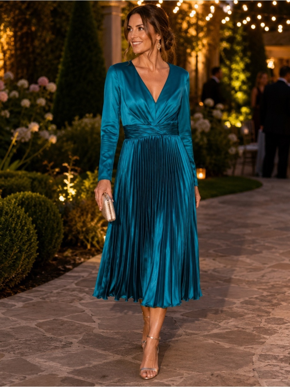 Ieena for Mac Duggal 27148 Teal Pleated Satin Charmeuse Dress NWT Size 10